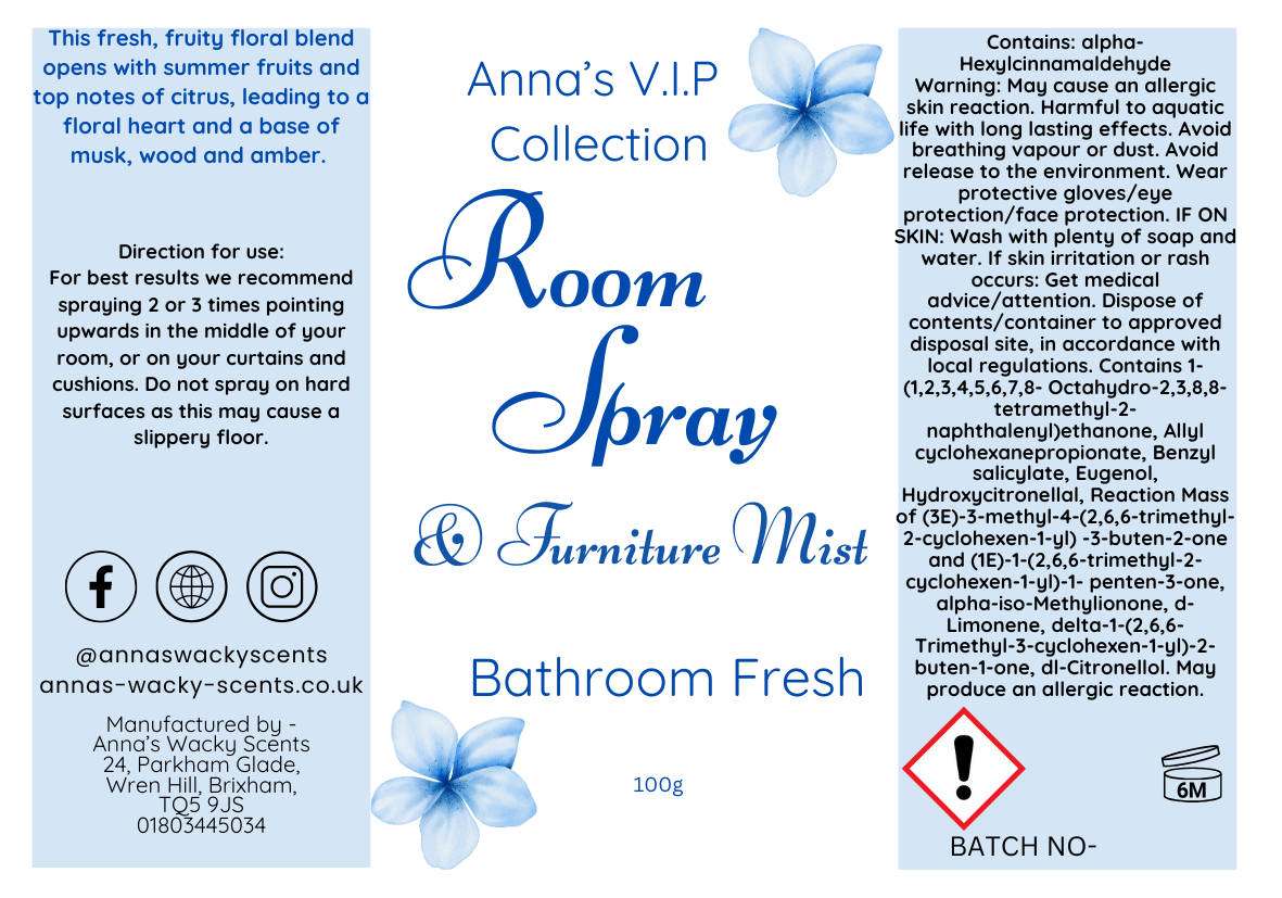 Bathroom Fresh Odouraze Room Spray