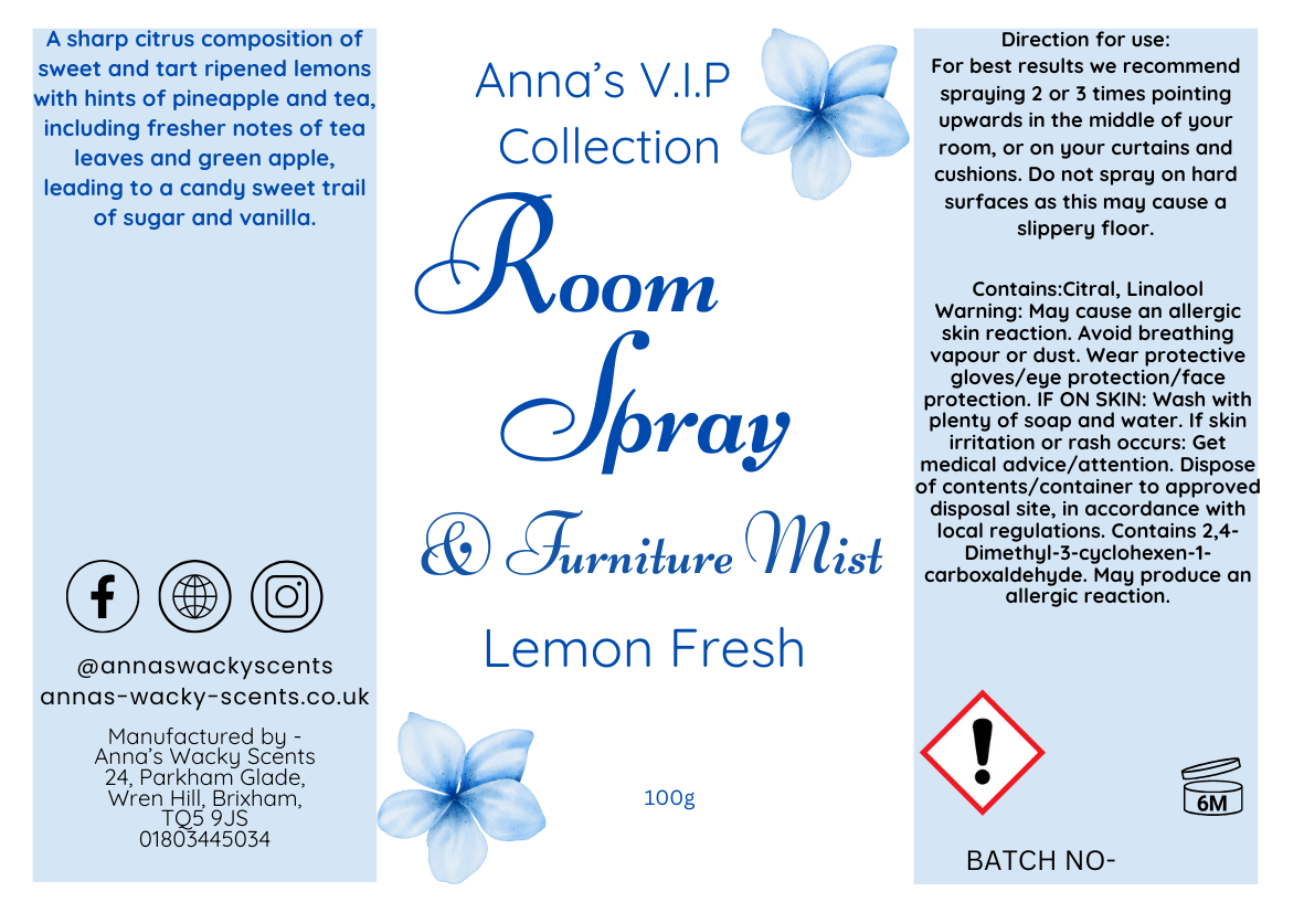 Lemon Fresh Odouraze Room Spray