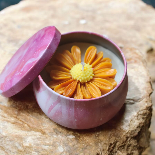 Vanilla Pumpkin Flower Tin Candle